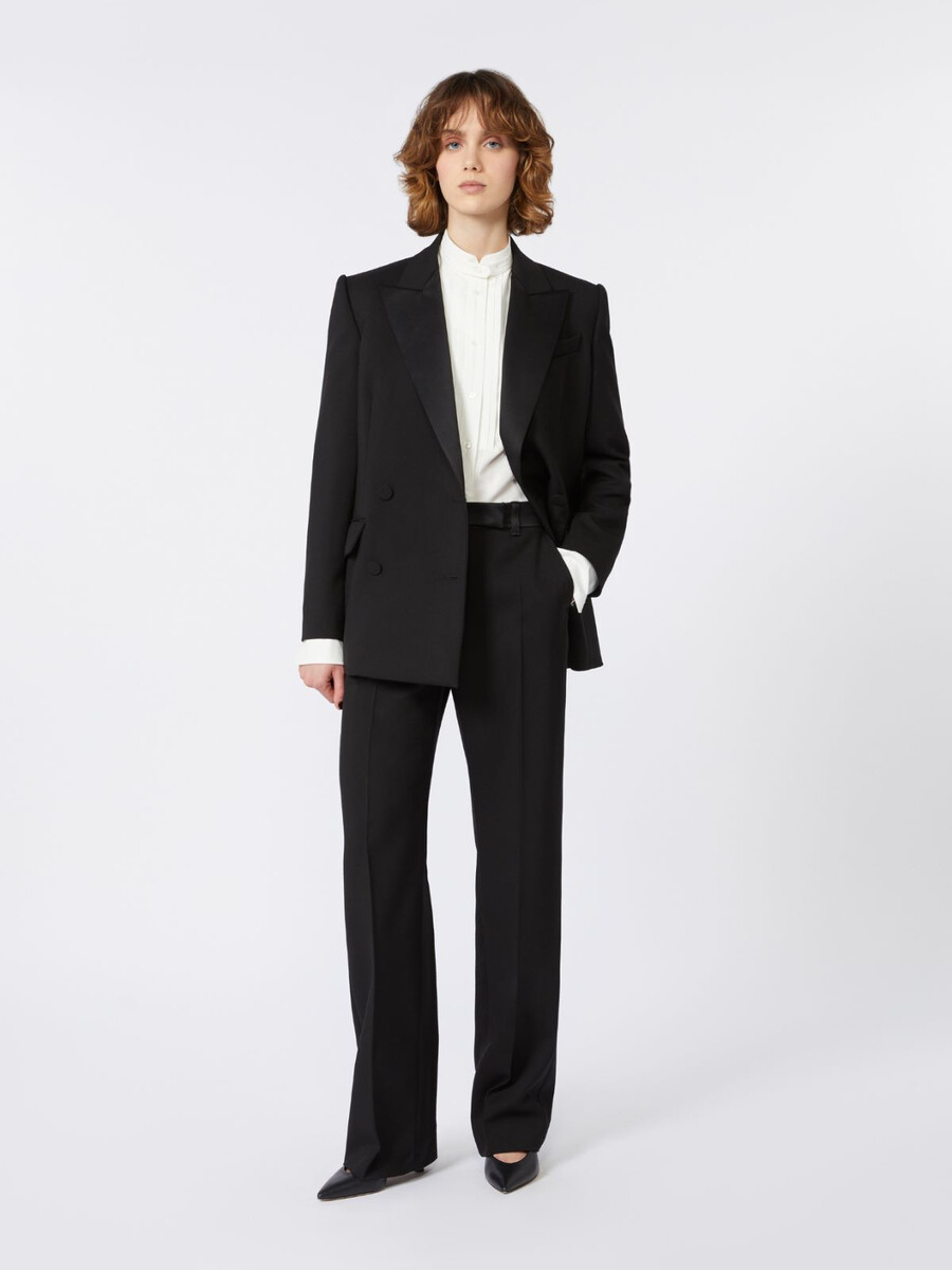 wool tuxedo blazer - black