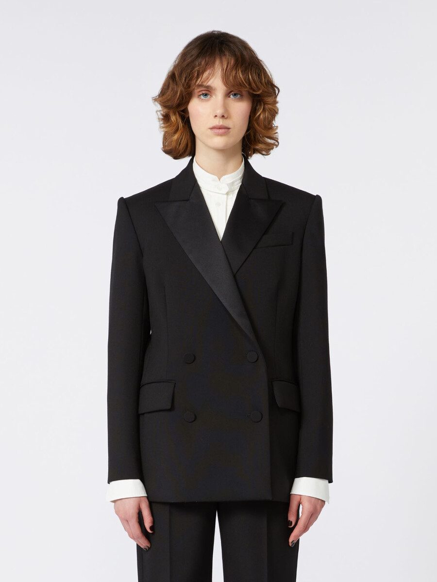 wool tuxedo blazer - black