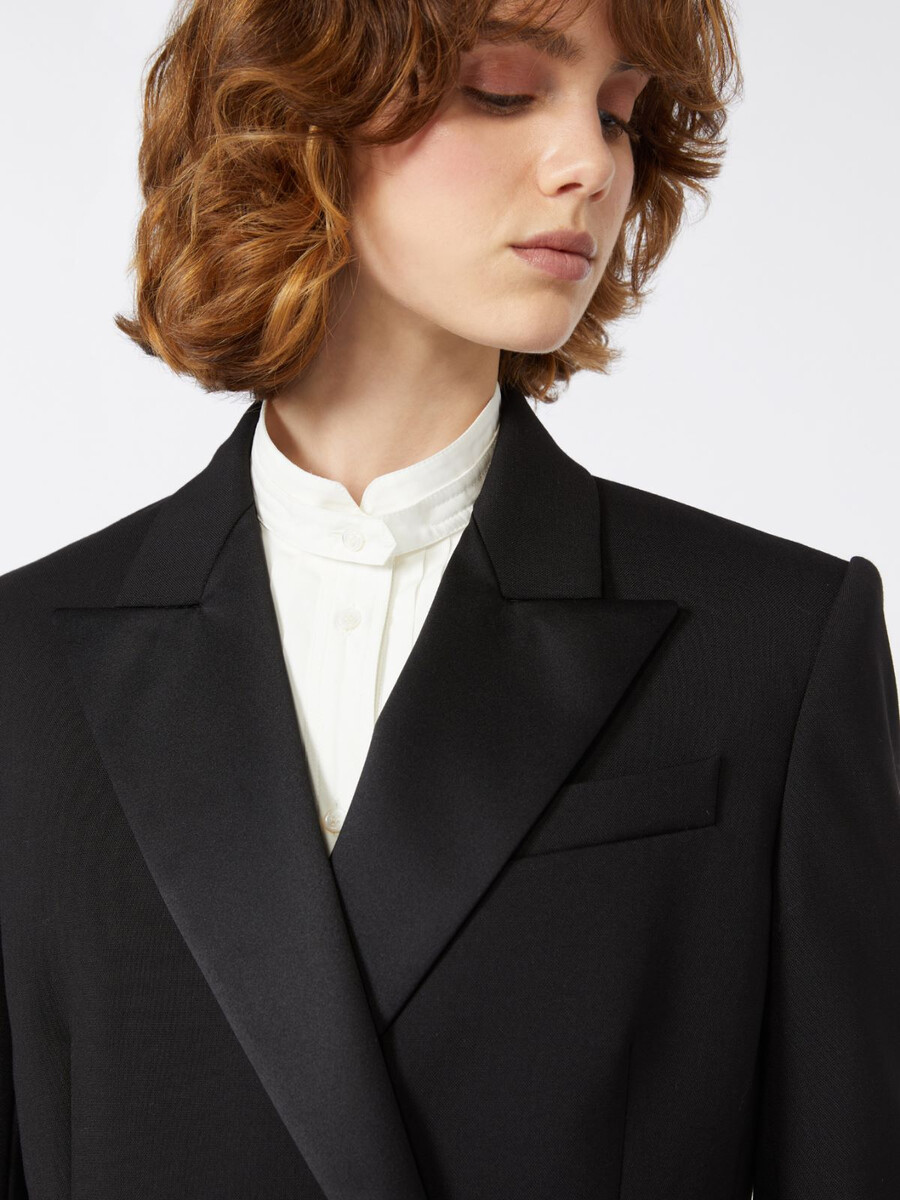 wool tuxedo blazer - black