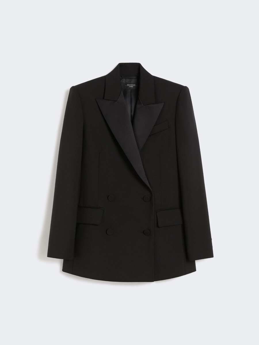 wool tuxedo blazer - black