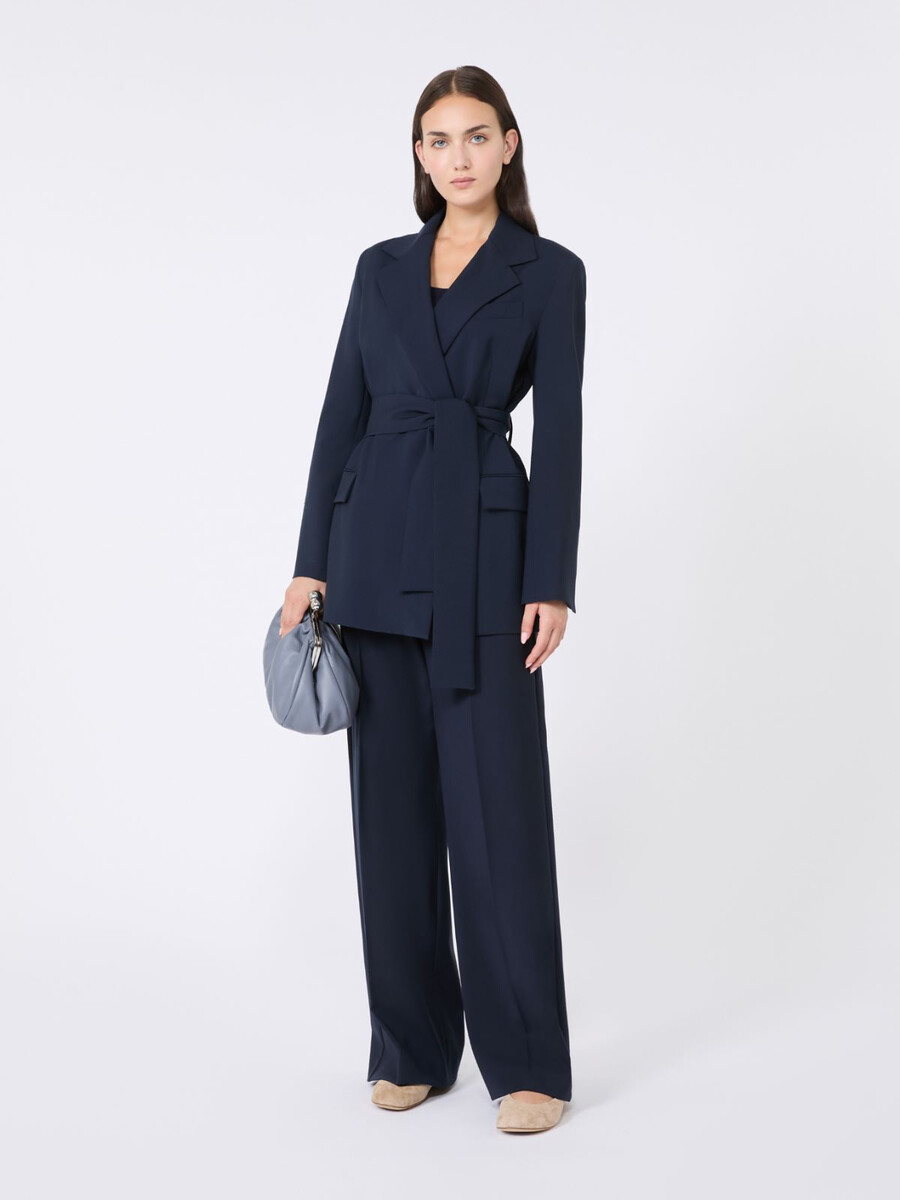 belted wool jacket - navy