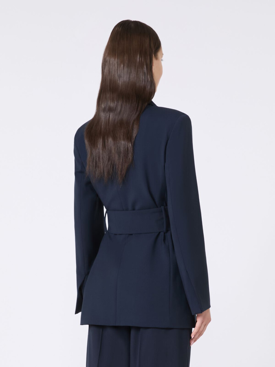 belted wool jacket - navy