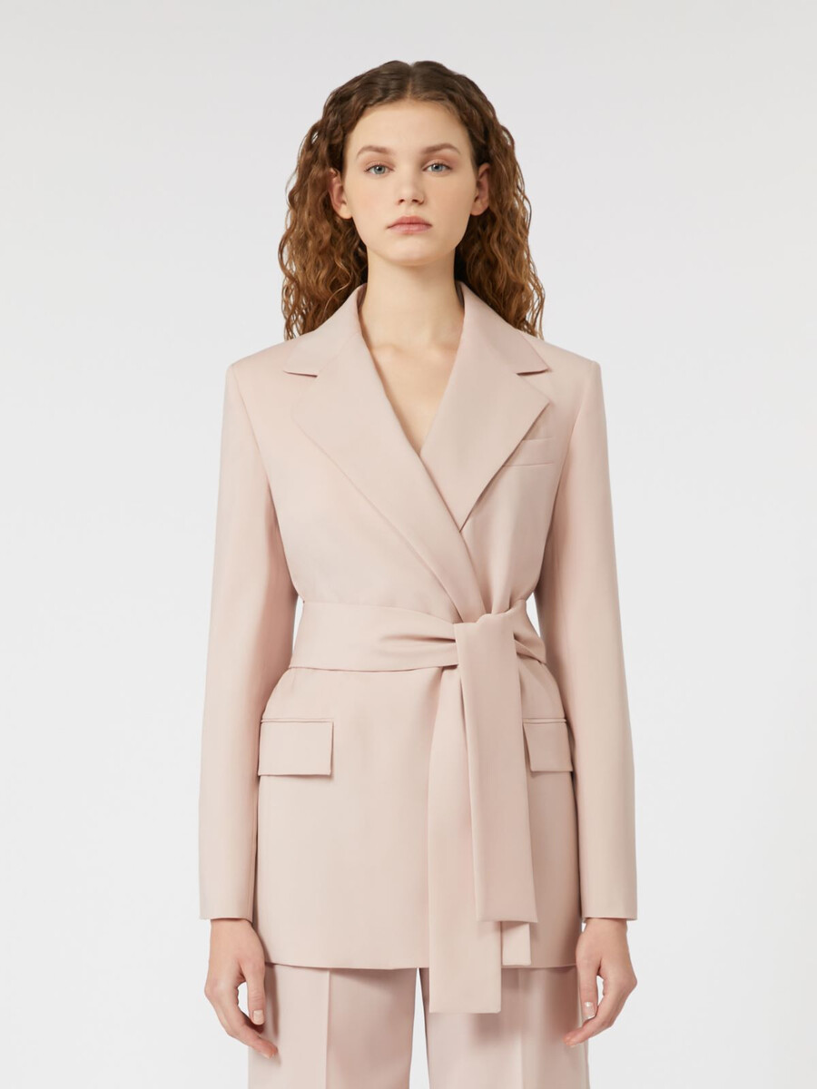 belted wool jacket - powder