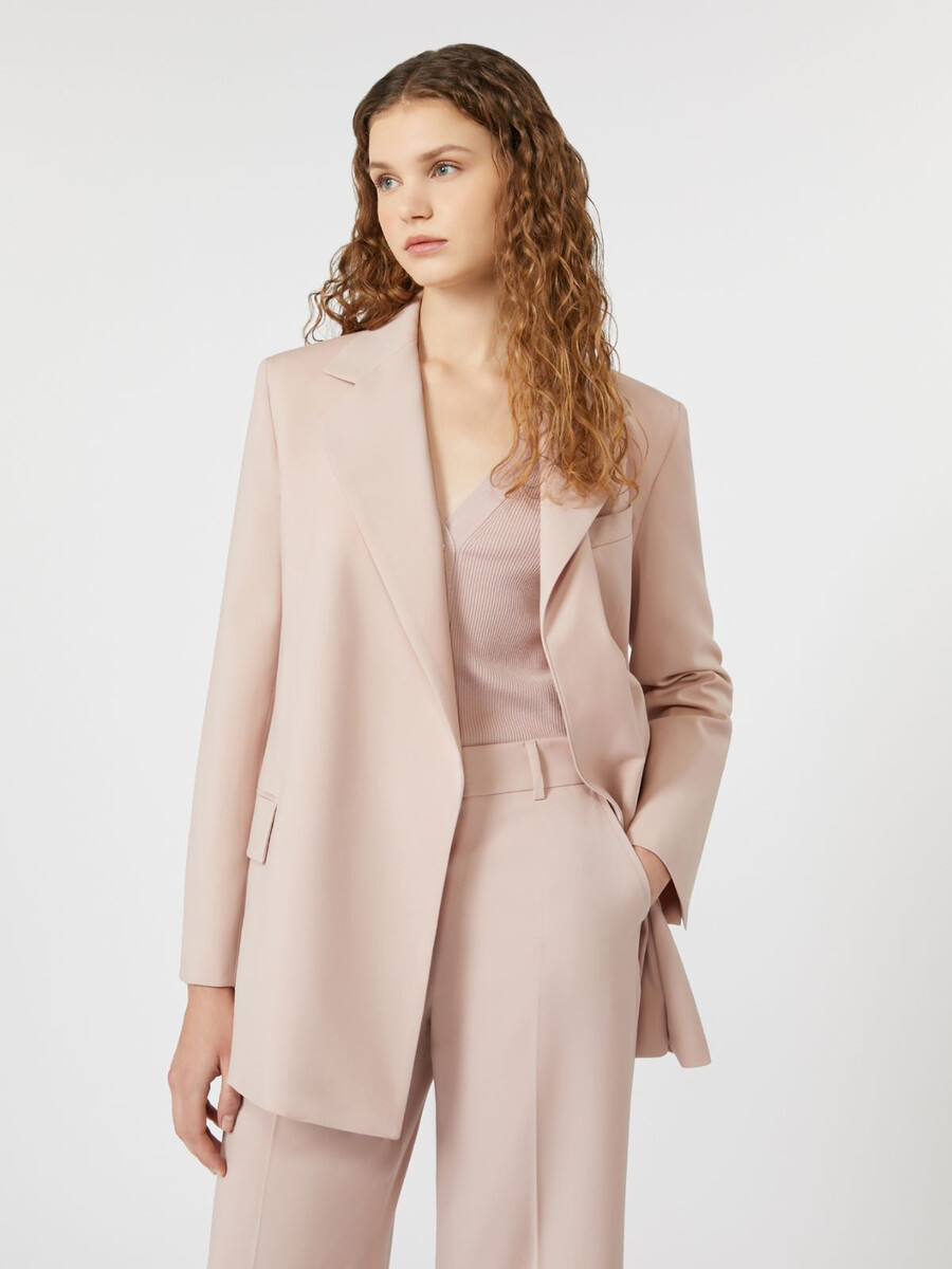 belted wool jacket - powder