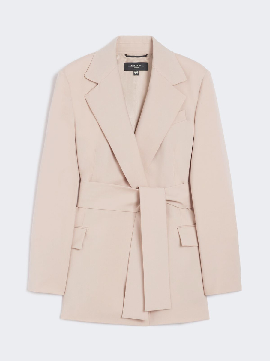 belted wool jacket - powder