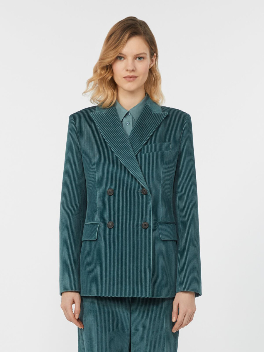 double-breasted velvet blazer - oil