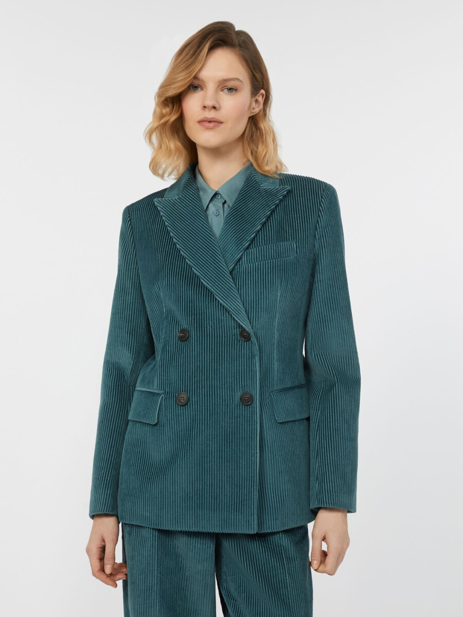 double-breasted velvet blazer - oil