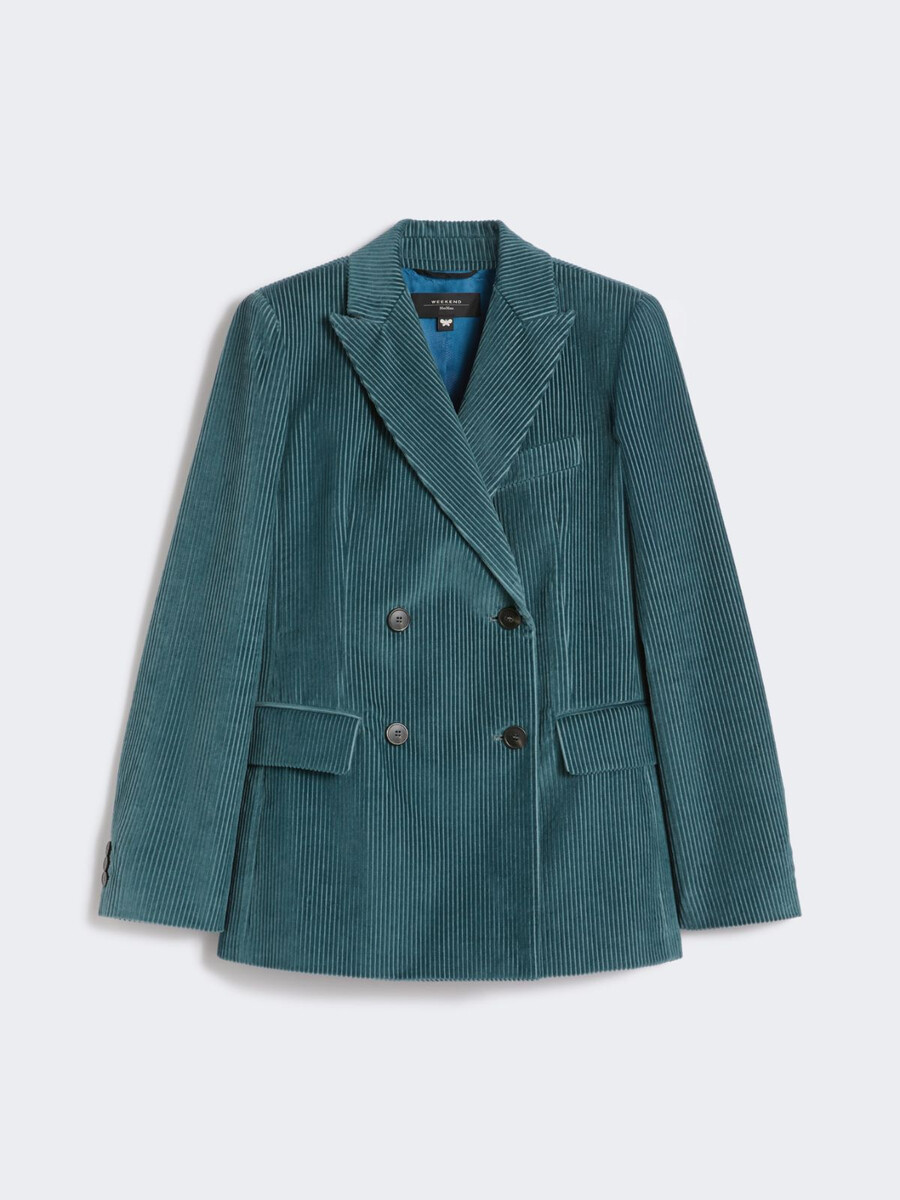 double-breasted velvet blazer - oil