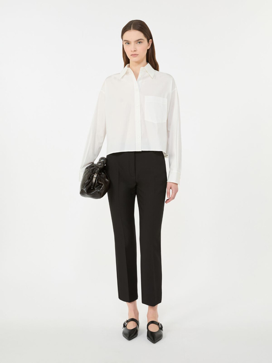 double-faced viscose canvas trousers - black