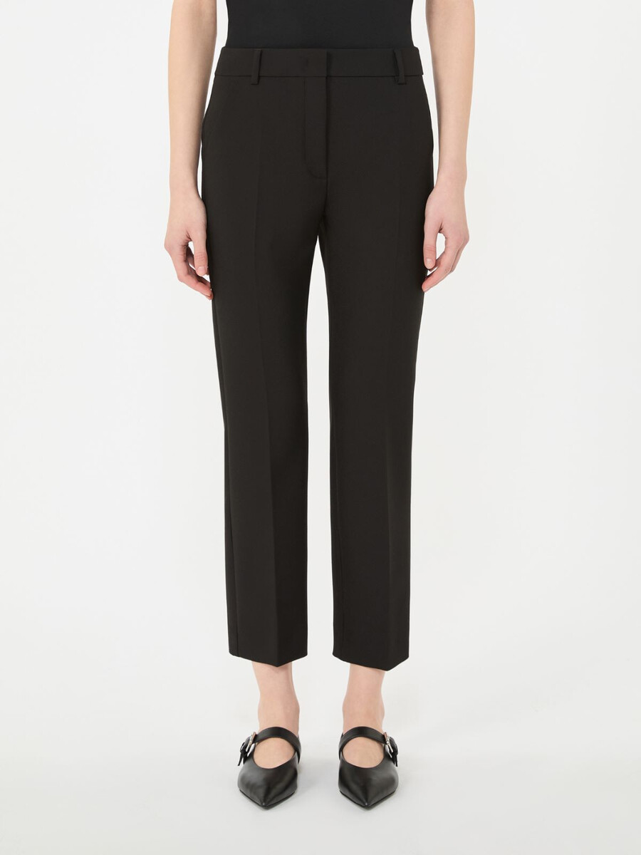 double-faced viscose canvas trousers - black
