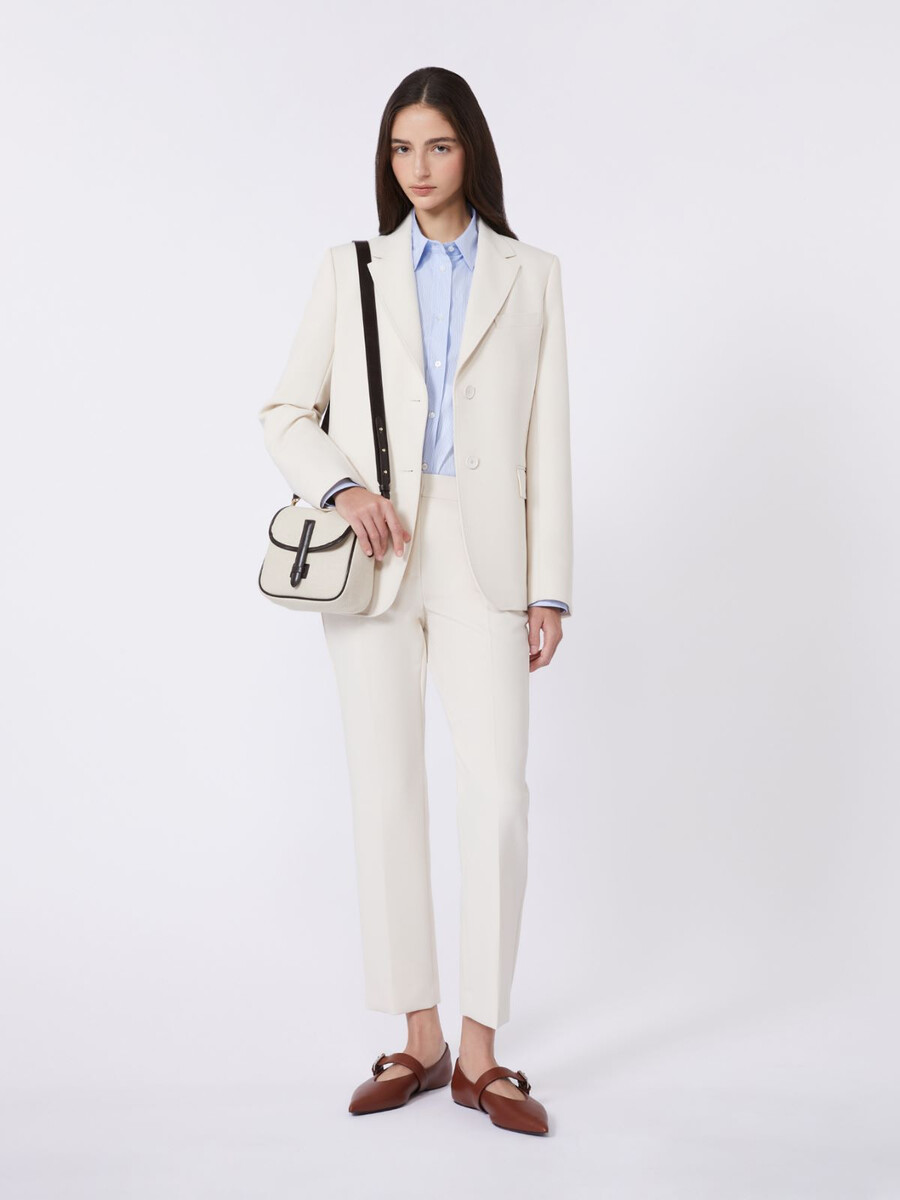 double-faced viscose canvas trousers - ivory