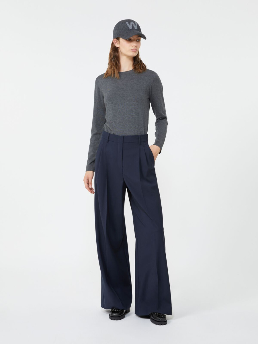 stretch wool trousers - navy