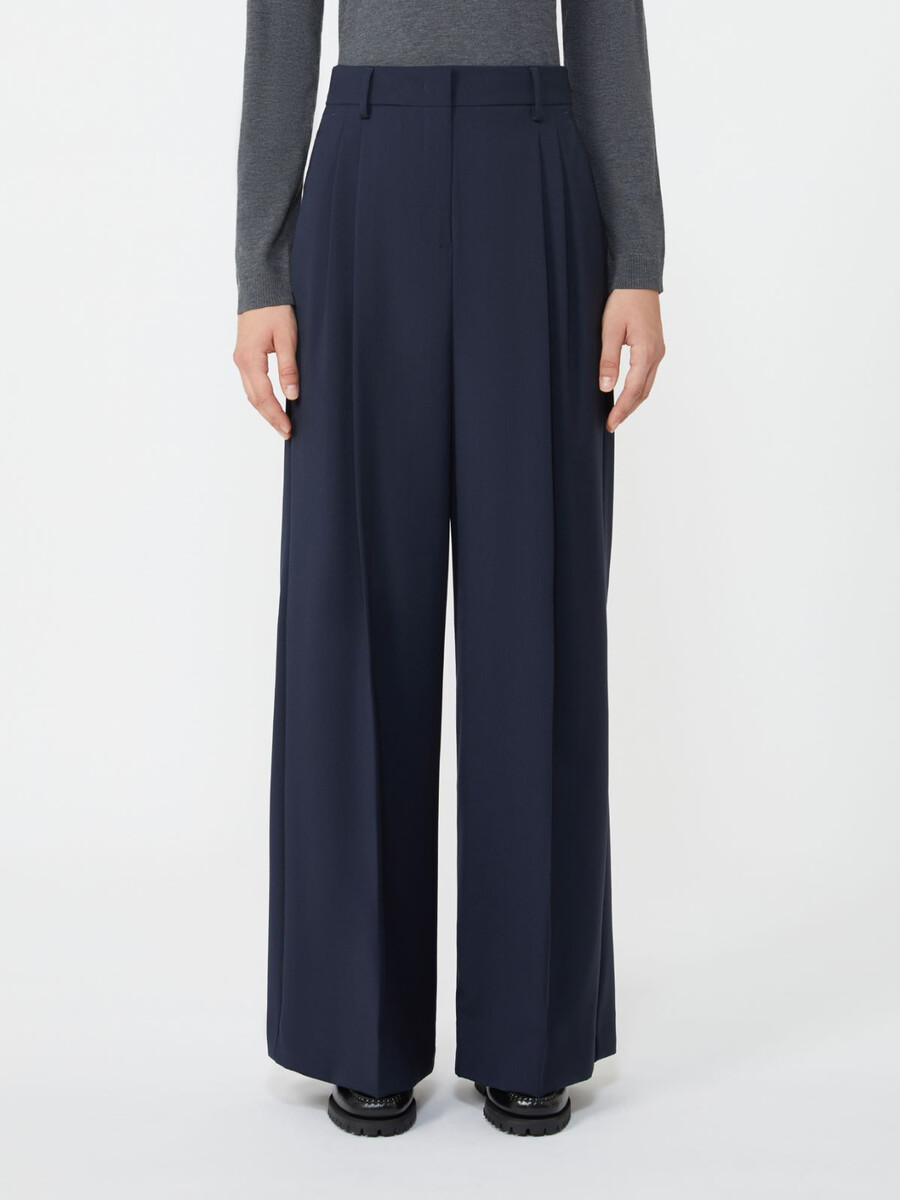 stretch wool trousers - navy