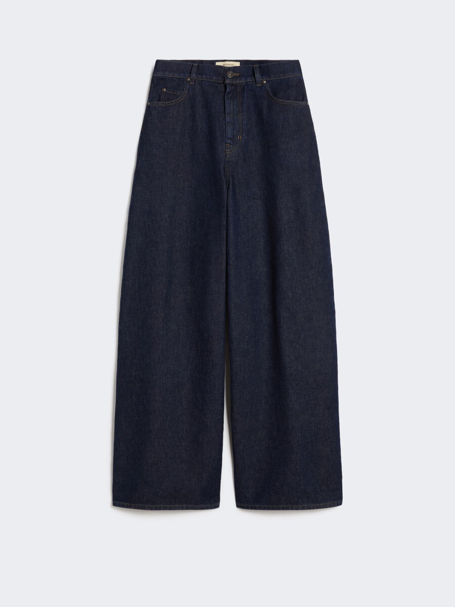 cotton denim wide-leg jeans - navy