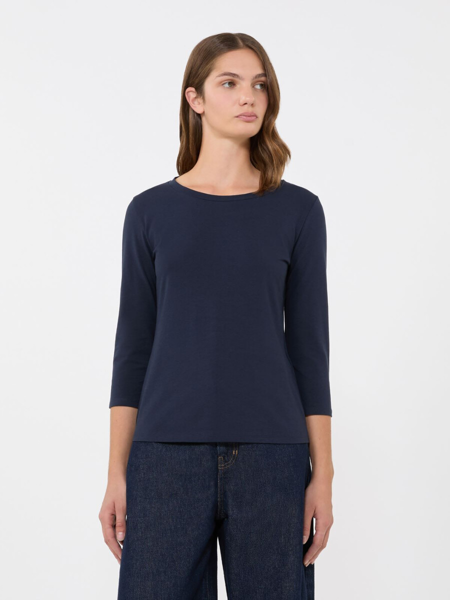 stretch cotton t-shirt - navy