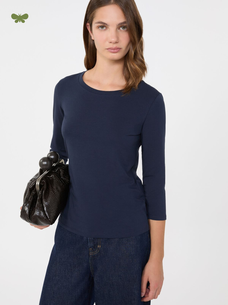 stretch cotton t-shirt - navy