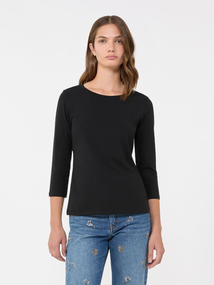 stretch cotton t-shirt - black