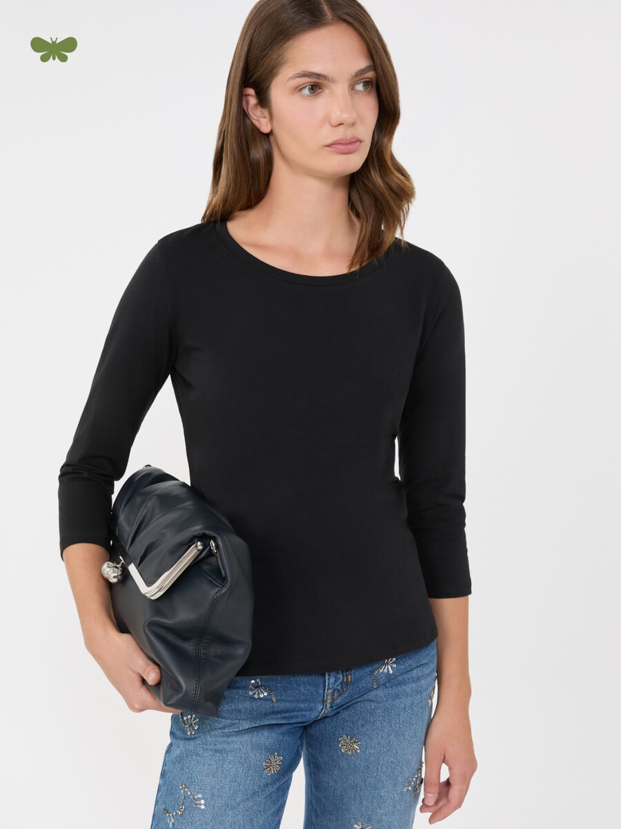 stretch cotton t-shirt - black