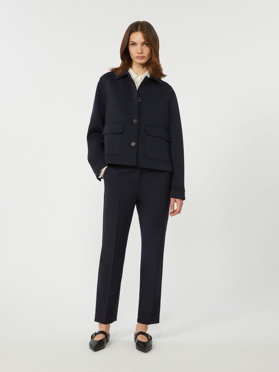stretch wool cigarette trousers - navy