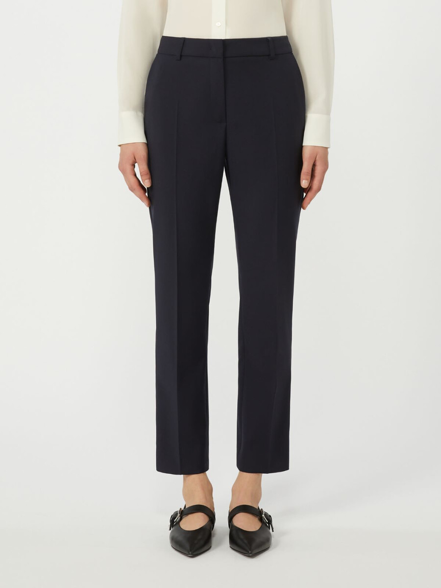 stretch wool cigarette trousers - navy