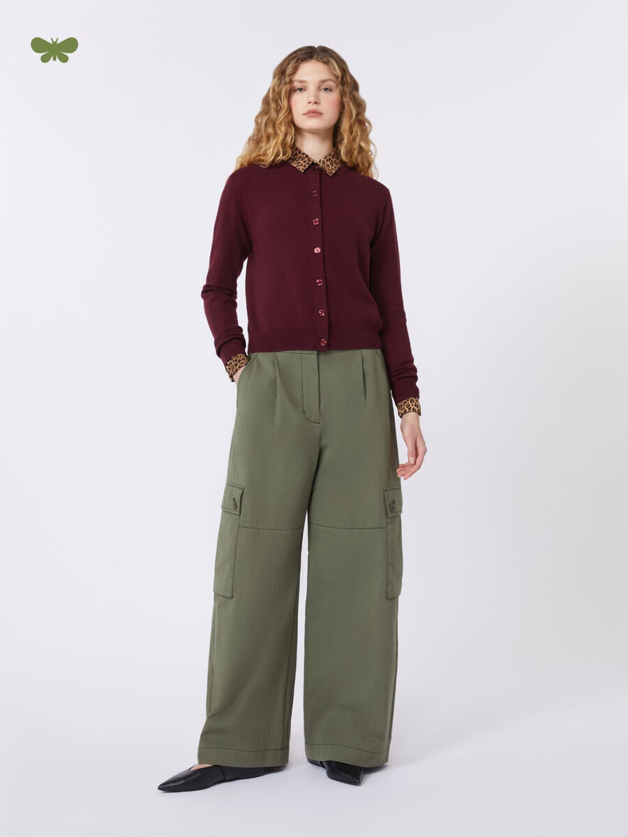 cotton gabardine trousers - dark green