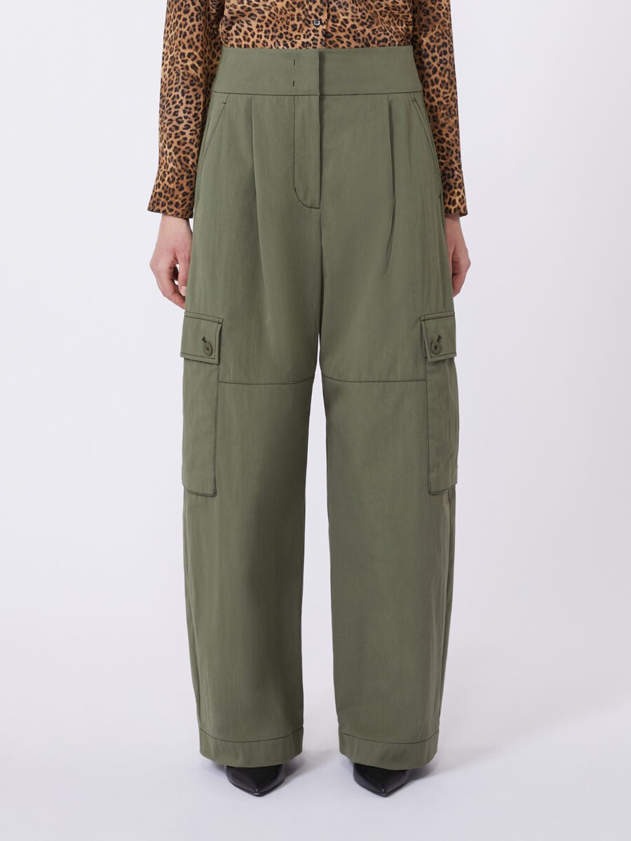 cotton gabardine trousers - dark green
