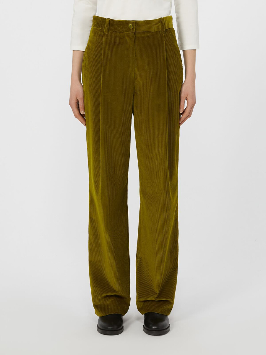 cotton velvet trousers - olive green