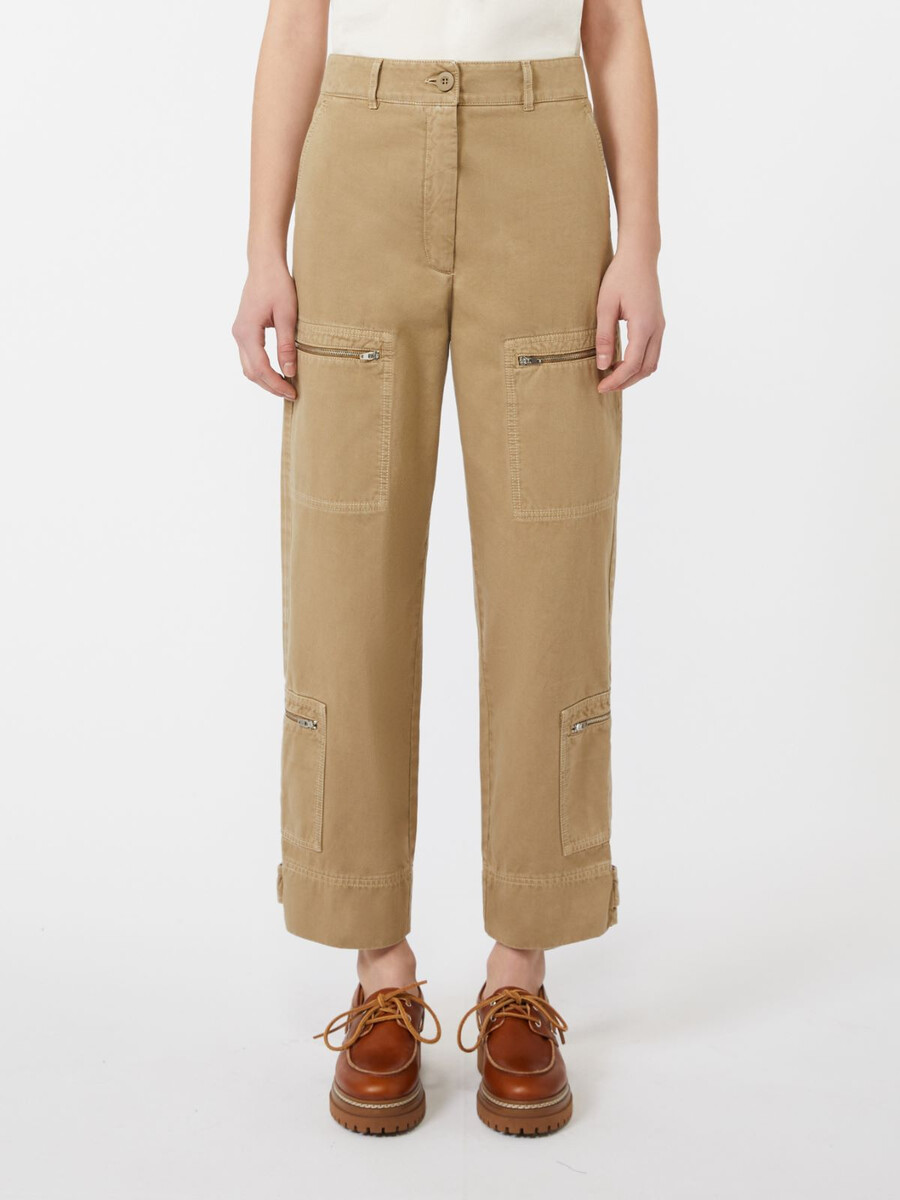 cotton satin trousers - desert