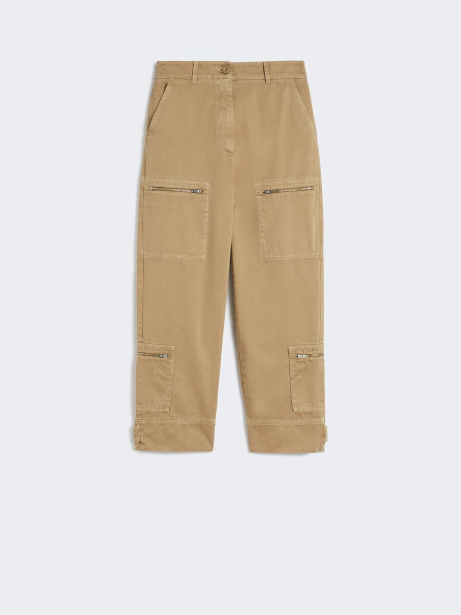 cotton satin trousers - desert