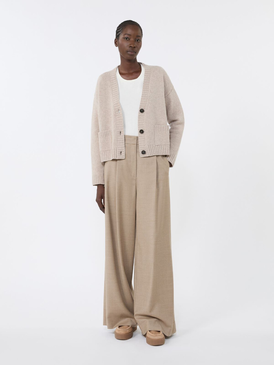 wool flannel palazzo trousers - beige