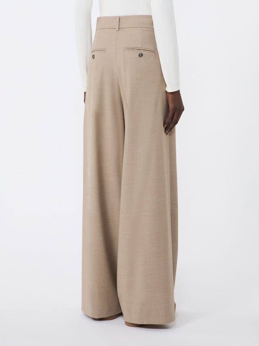 wool flannel palazzo trousers - beige