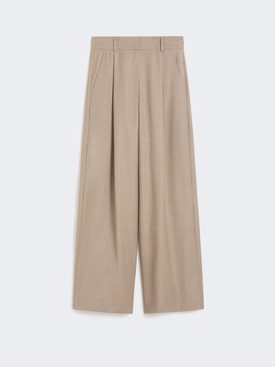 wool flannel palazzo trousers - beige