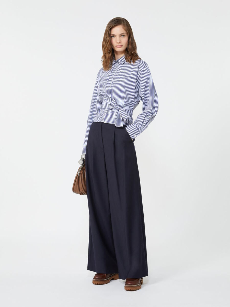 wool flannel palazzo trousers - navy