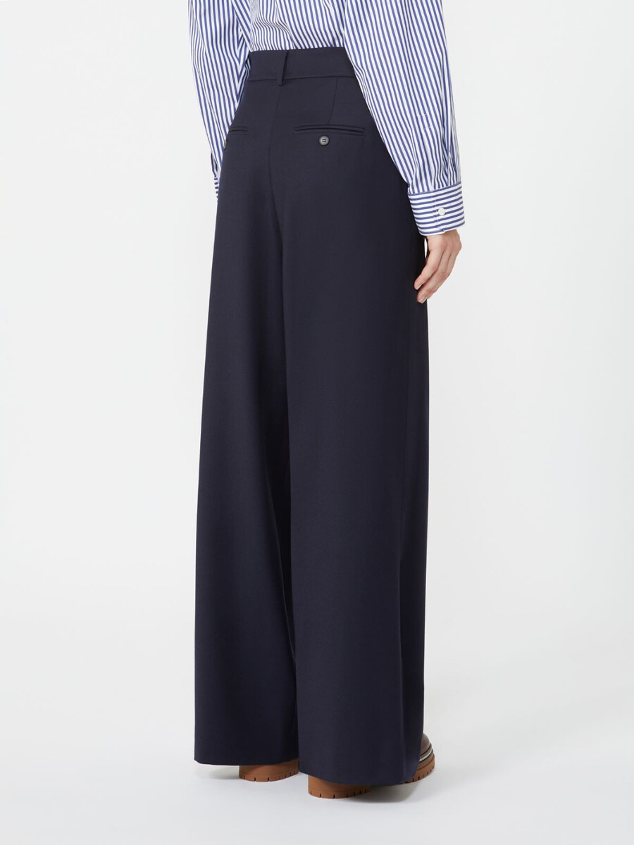 wool flannel palazzo trousers - navy