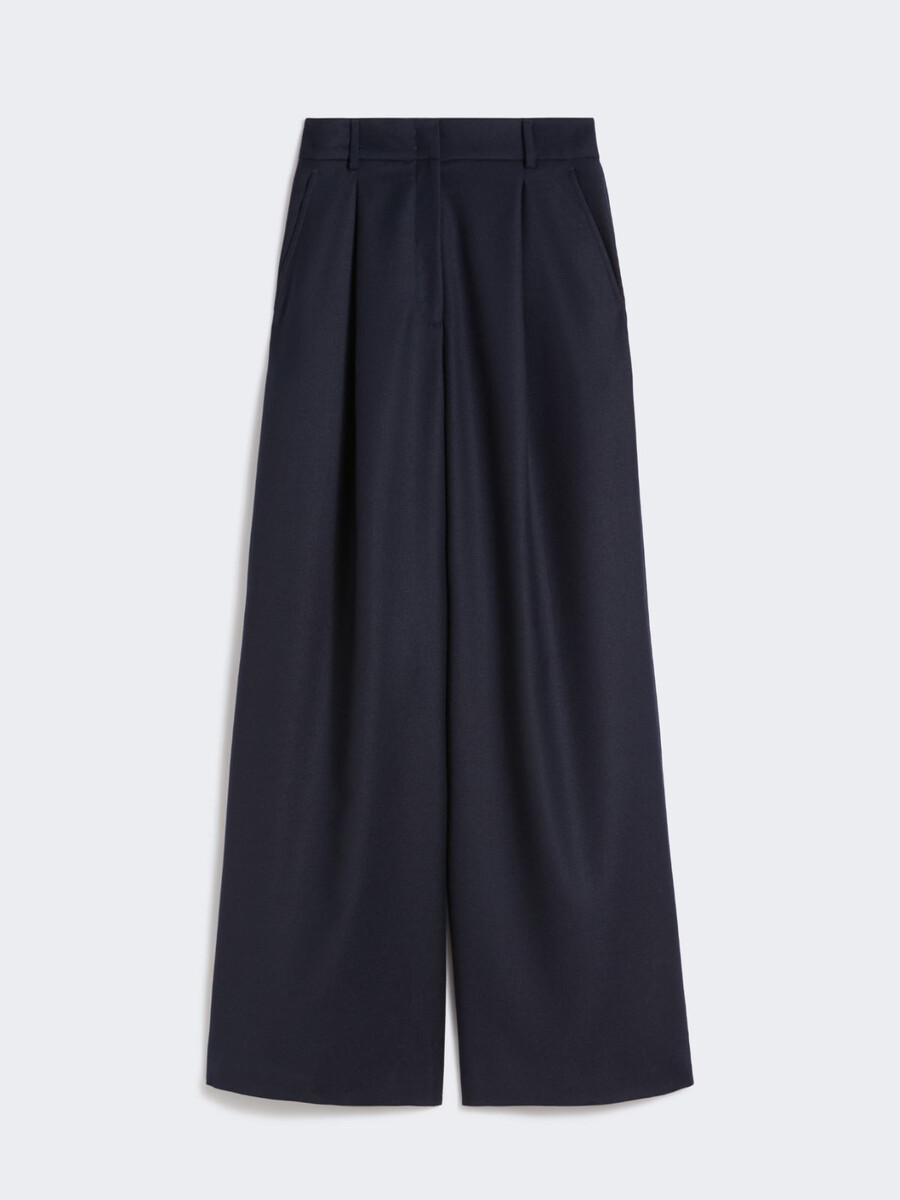 wool flannel palazzo trousers - navy