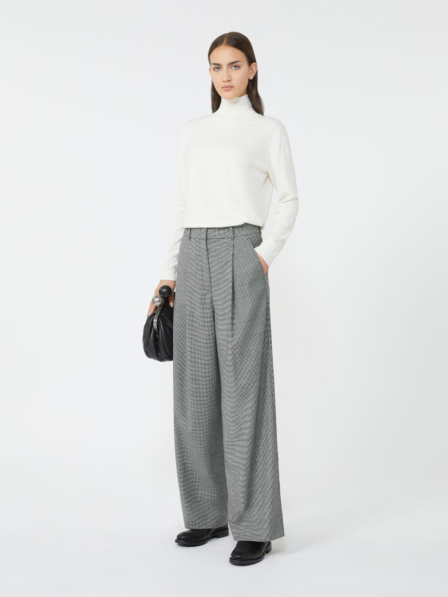 wool flannel palazzo trousers - black