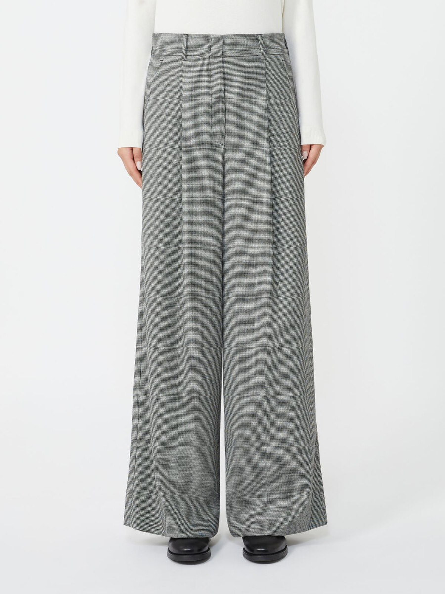 wool flannel palazzo trousers - black