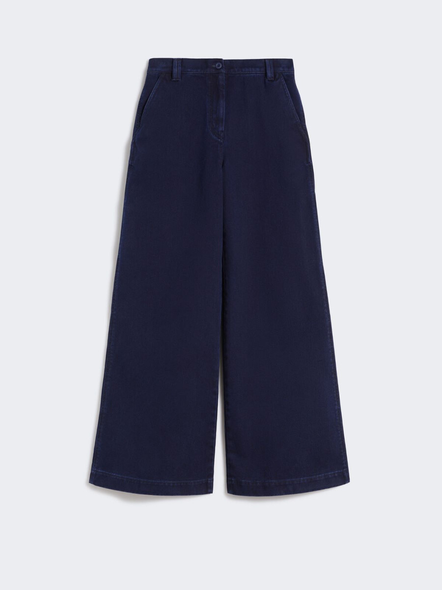 cotton denim wide-leg trousers - navy