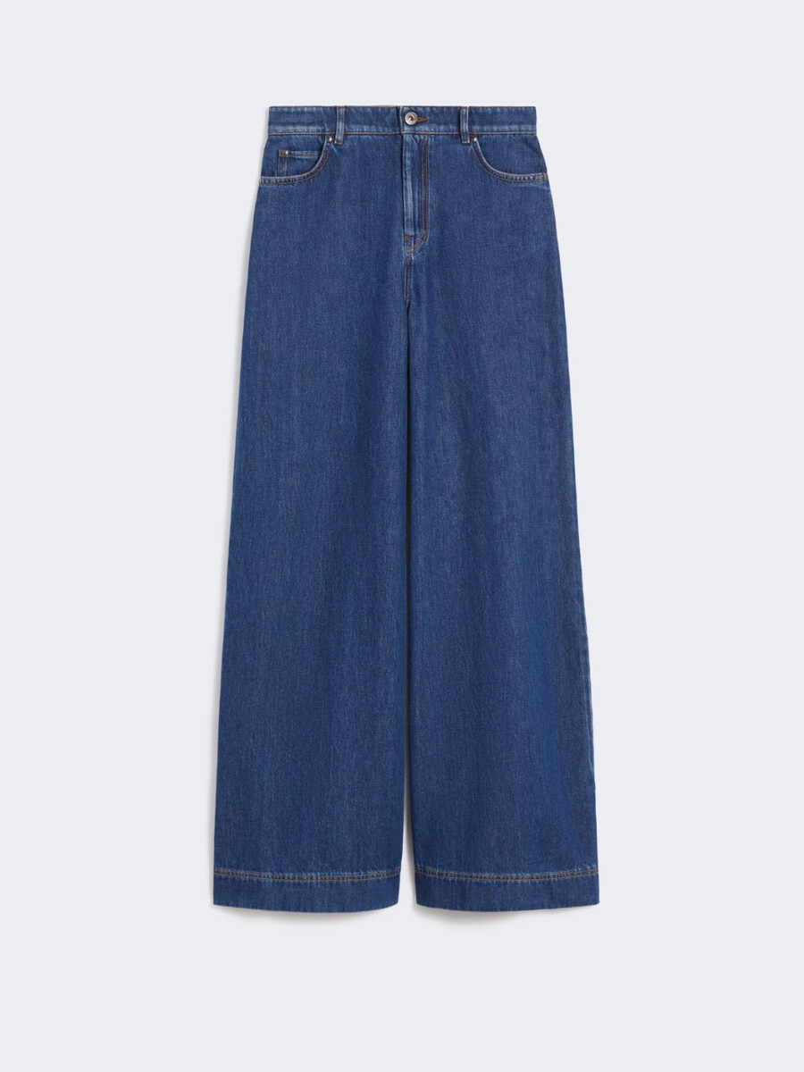 cotton denim wide-leg jeans - navy